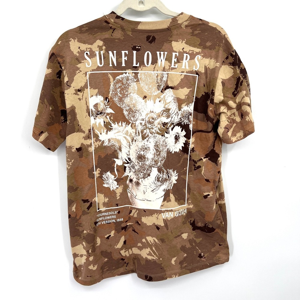 NEW Van Gogh Sunflowers grunge indie camouflage boho artsy T-shirt graphic XXS